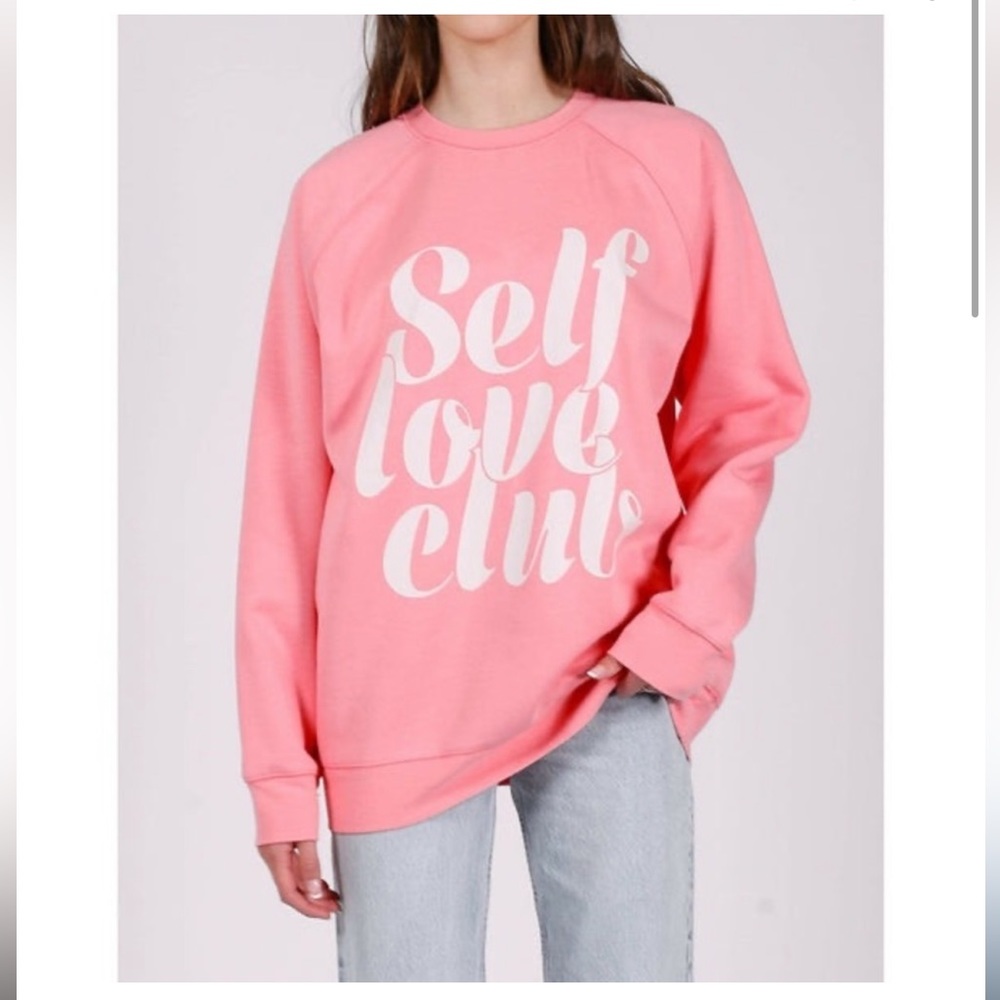 Brunette The Label Pink "Self Love Club" Graphic Sweatshirt